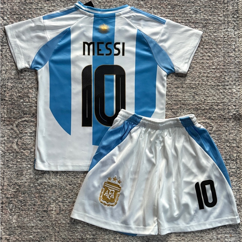 Kids MESSI Argentina Soccer Jersey Kit 2 Piece Set Youth Toddler SHIPS TODAY